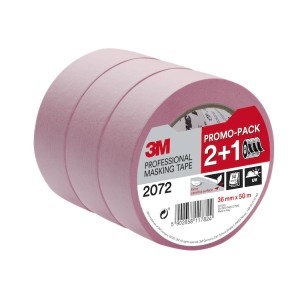 3M 2072 Extra Sensitive Professional Masking Tape 1.5" / 36mm (Pink) 2 + 1 Promo Pack